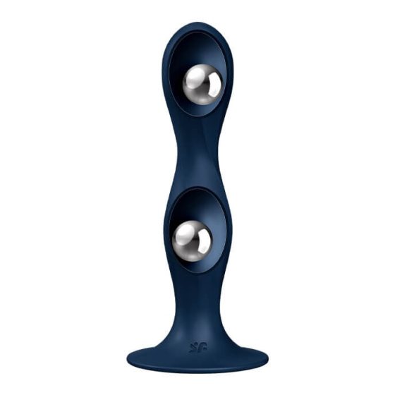 Satisfyer Double Ball-R - obciążone dildo z wyczuwalnymi stopkami (ciemnoniebieski)