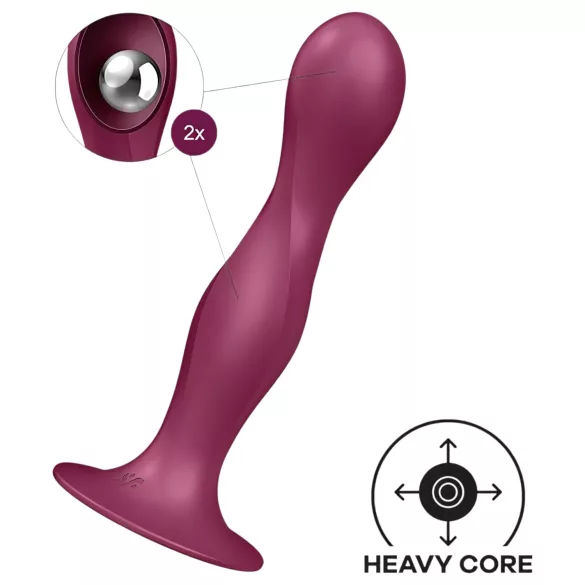 Satisfyer Double Ball-R - dildo z przyssawką - wagowy - czerwony