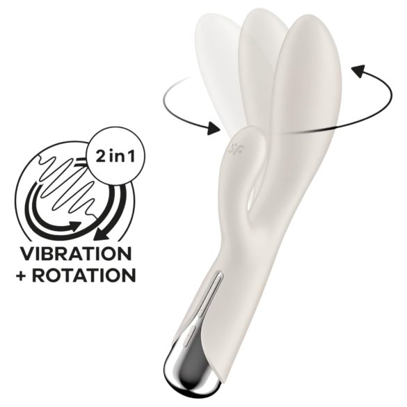 Satisfyer Spinning Rabbit 1 - wirujący wibrator z uszkiem (beżowy)