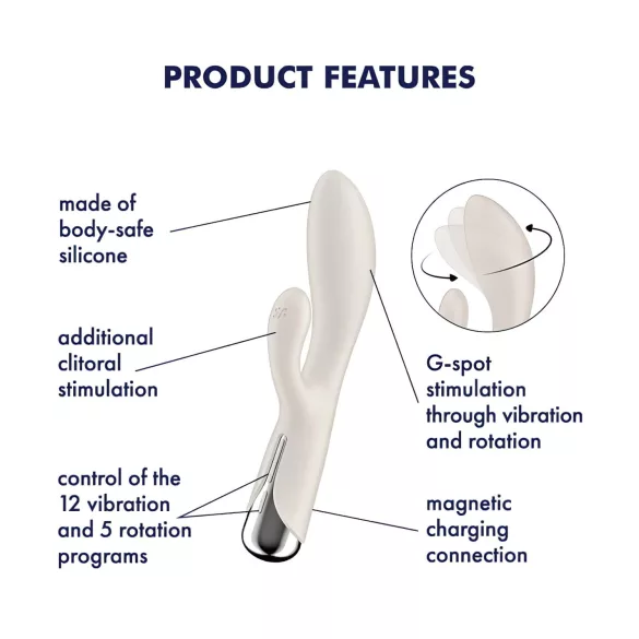 Satisfyer Spinning Rabbit 1 - wibrator z obrotowym ramieniem łechtaczkowym (beżowy)