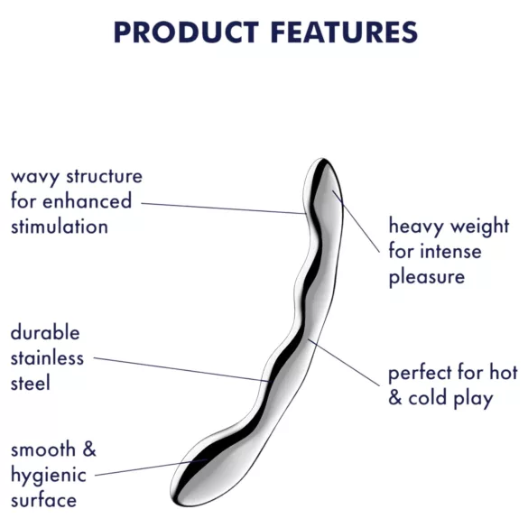 Satisfyer Cosmic Crest 2 - stalowy dildo falowany - srebrny
