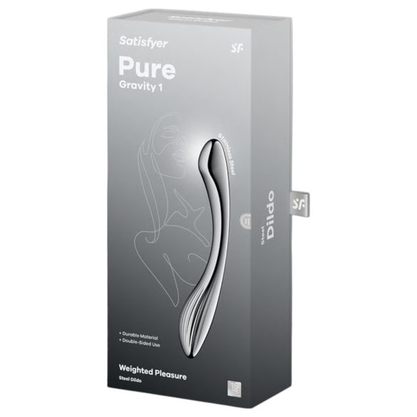 Satisfyer Pure Gravity 1 - dildo waginalne stalowe żebrowane - srebrny