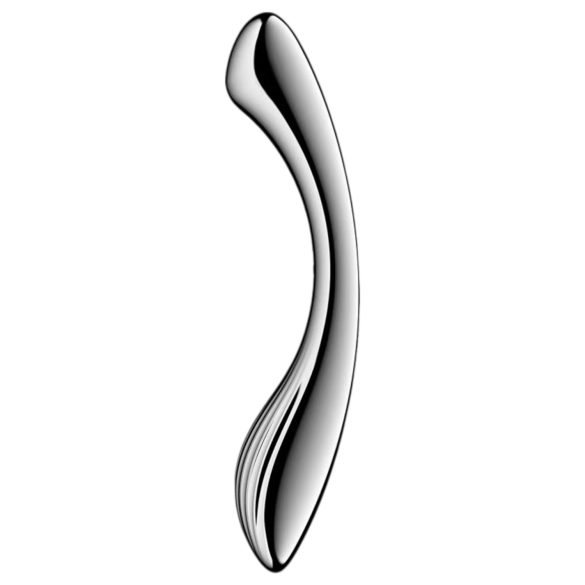 Satisfyer Pure Gravity 1 - dildo waginalne stalowe żebrowane - srebrny