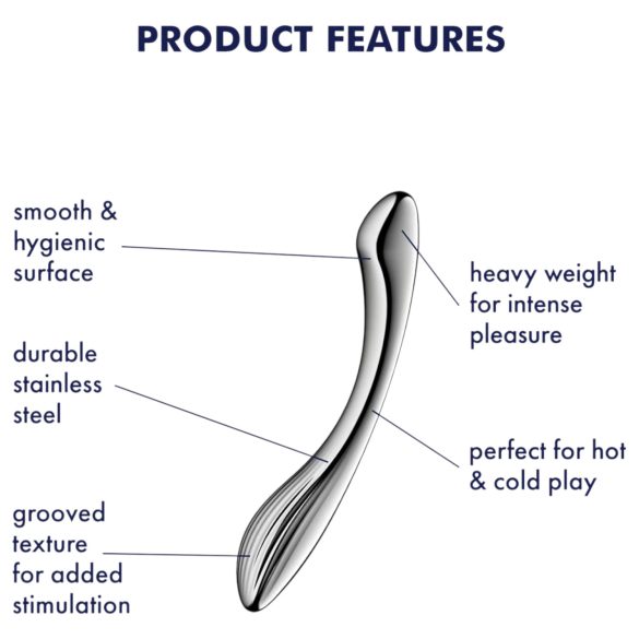 Satisfyer Pure Gravity 1 - dildo waginalne stalowe żebrowane - srebrny