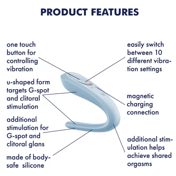 Satisfyer Double Classic - wibrator dla par (niebieski)