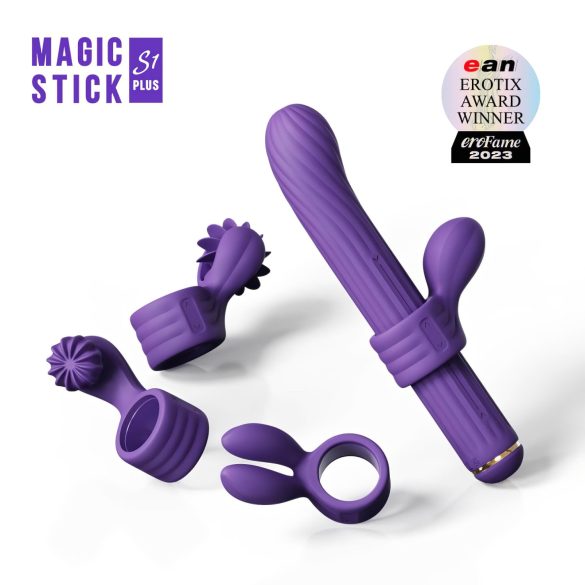 Magic Stick - wibrator z wymiennymi końcówkami (fioletowy)
