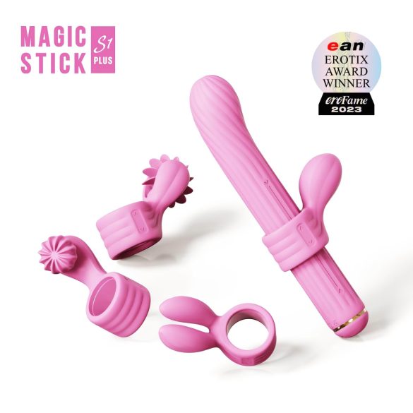 Magic Stick - wibrator z wymiennymi końcówkami (różowy)