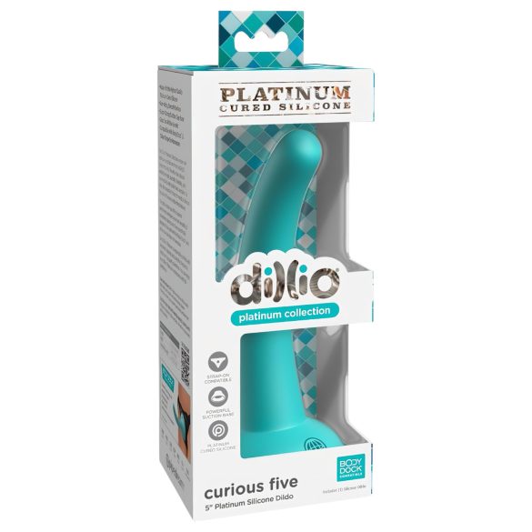 Dillio Curious Five - silikonowy dildo (15cm) - turkusowy