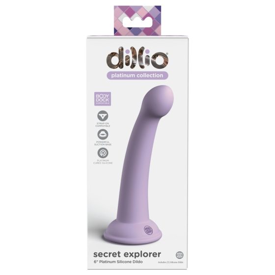 Dillio Secret Explorer - akrylowe dildo z zaciskiem (17 cm) - fioletowe