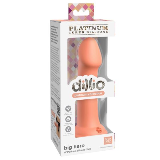 Dillio Big Hero - lepkie silikonowe dildo (17 cm) - pomarańczowy