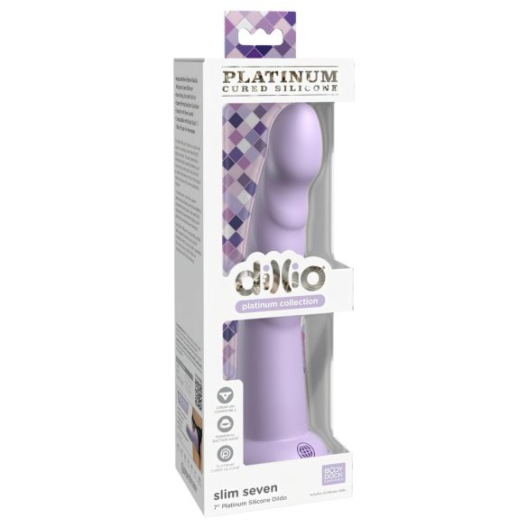 Dillio Slim Seven - fioletowy stymulujący dildo z przyssawką (20 cm)