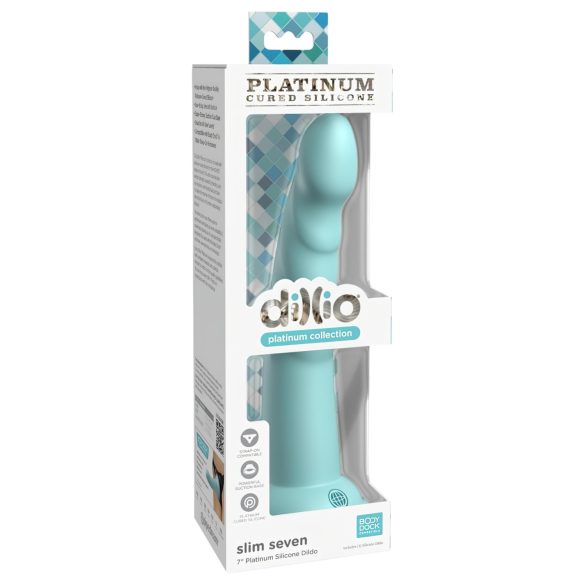 Dillio Slim Seven - przyssawkowe dildo stymulujące (20cm) - turkusowy