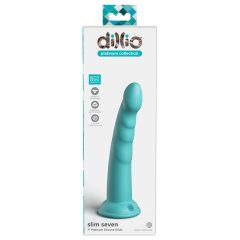   Dillio Slim Seven - dildo stymulujące z lepką nakładką (20 cm) - turkusowy