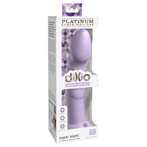 Dillio Super Eight - akrylowe silikonowe dildo z lepkimi palcami (21 cm) - fioletowy