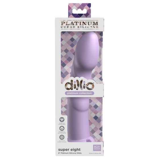 Dillio Super Eight - akrylowe silikonowe dildo z lepkimi palcami (21 cm) - fioletowy