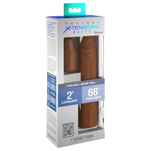 X-TENSION Elite 2 - dopasowywana nasadka na penisa (brązowa)