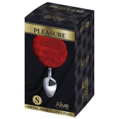   Alive Anal Pleasure - mały korek analny z króliczymi uszami (srebrno-czerwony)