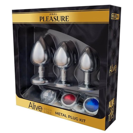 Alive Anal Pleasure - metalowy zestaw dild analnych (srebrny)