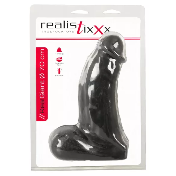 Realistixxx - realistyczny dildo z jądrami - 22 cm - czarny
