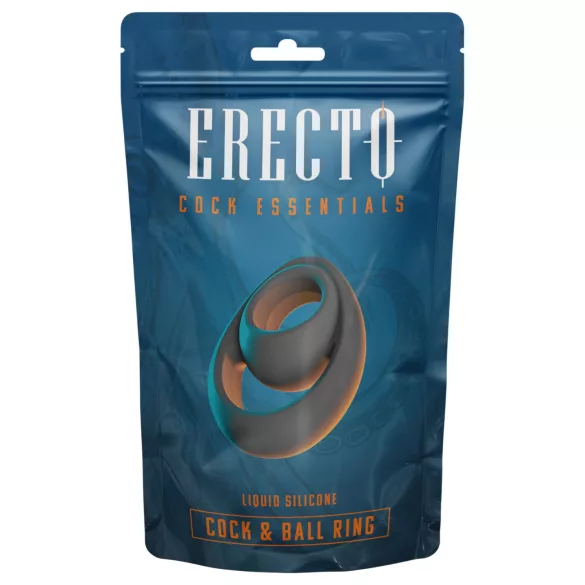 Erecto - pierścień na penisa i jądra - czarny