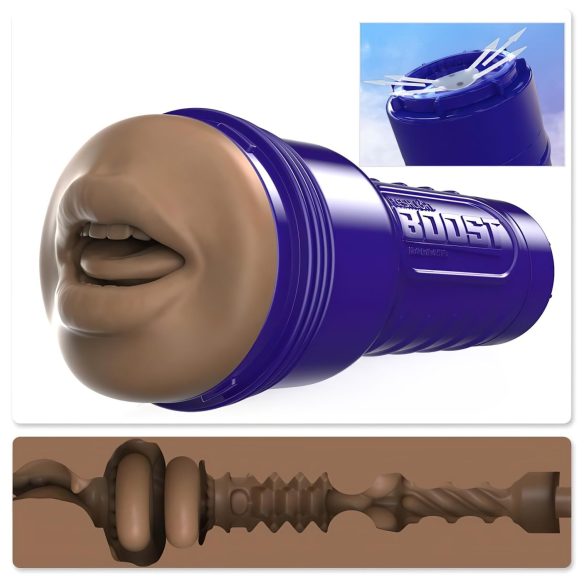 Fleshlight Boost Blow - realistyczny masturbator usta (brązowy)