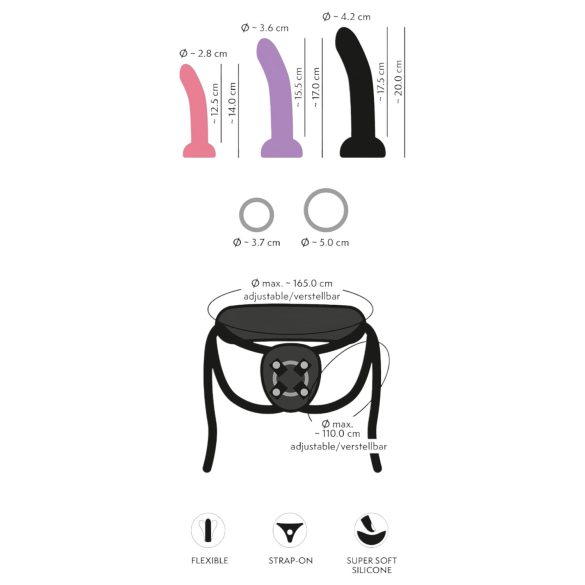 You2Toys - zestaw dildo na pasku - czarny