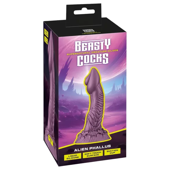 Beasty Cocks - dildo alien - realistyczny kształt - silikon, fioletowy