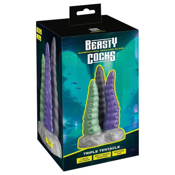 Beasty Cocks - dildo z trzema mackami - silikonowy
