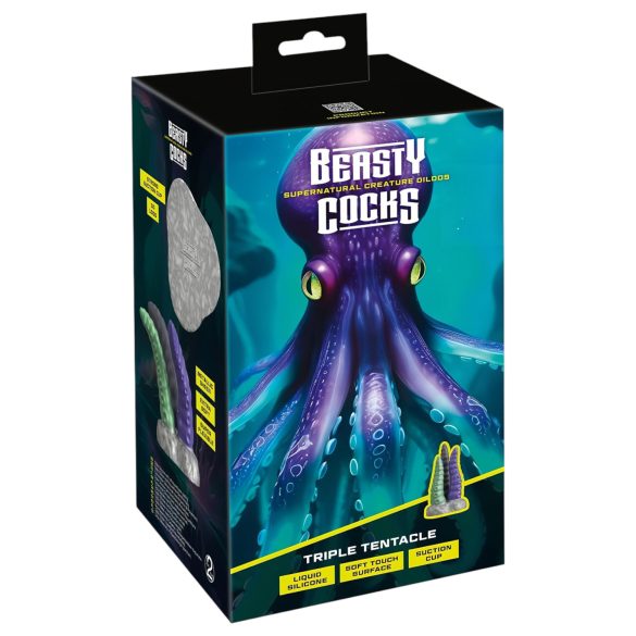 Beasty Cocks - dildo z trzema mackami - silikonowy