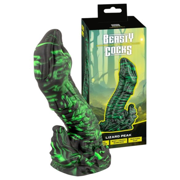 Beasty Cocks Wierzchołek Jaszczurki - dildo jaszczurki (zielono-czarne)