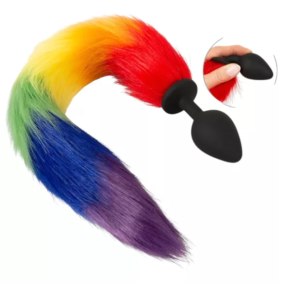 You2Toys - silikonowy analny plug i ogon (tęcza)