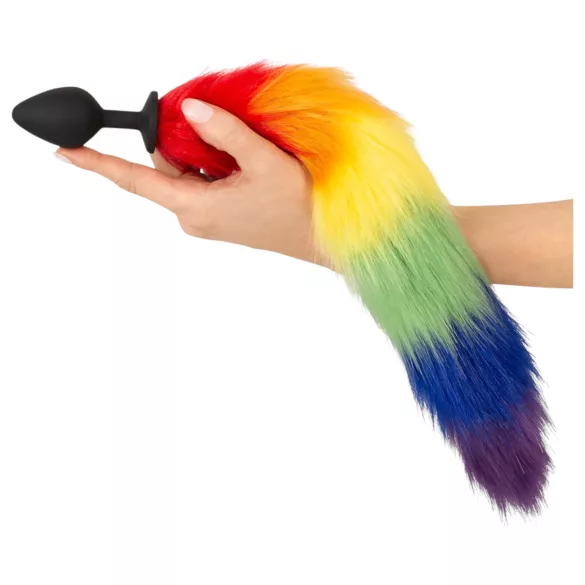 You2Toys - silikonowy analny plug i ogon (tęcza)