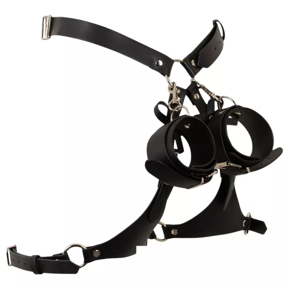 Bad Kitty - otwarty harness z kajdankami (czarny)