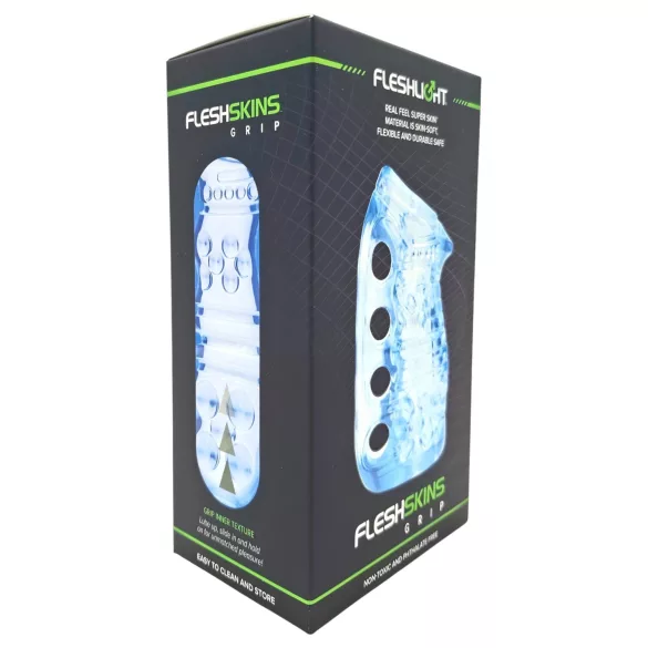 Fleshlight Fleshskins Grip Blue Ice - masturbator otwarty z dwóch stron (niebieski)