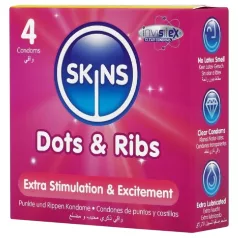 Skins - prezerwatywy prążkowane i z wypustkami - 4 sztuki