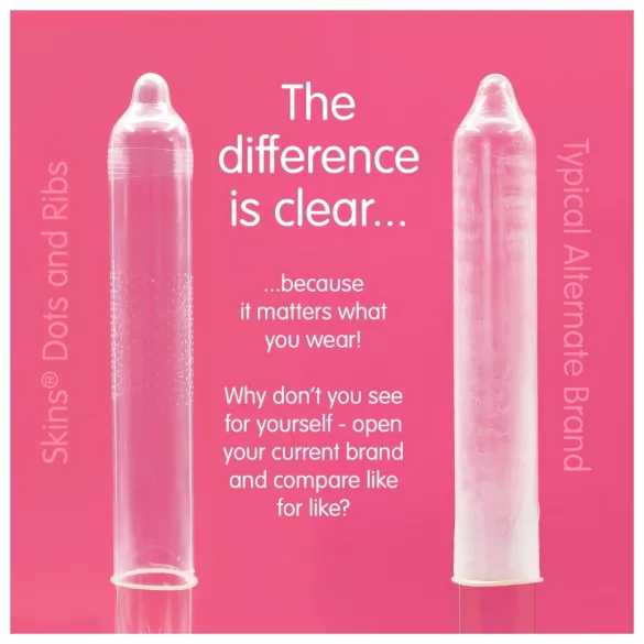 Skins - prezerwatywy prążkowane i z wypustkami - 4 sztuki