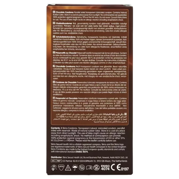 Skins - prezerwatywy smakowe - czekoladowe - 8 sztuk