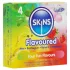 Skins - prezerwatywy smakowe - mięta, guma do żucia, banan, truskawka (4 szt.)