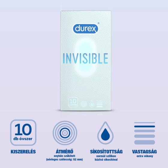 Durex Invisible Extra Sensitive - cienkie prezerwatywy (10 sztuk)