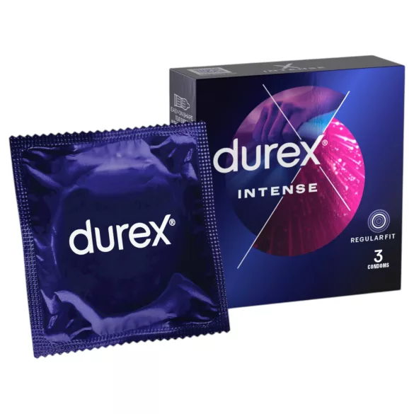 Durex Intense - prezerwatywy prążkowane i wypustkowane - 3 sztuki
