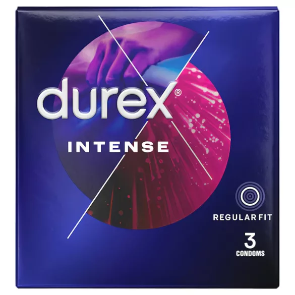 Durex Intense - prezerwatywy prążkowane i wypustkowane - 3 sztuki