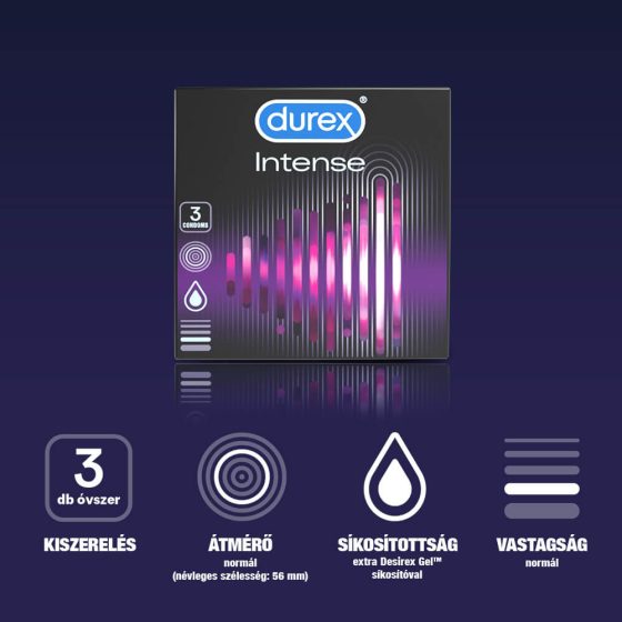 Durex Intense - prążkowane i kropkowane prezerwatywy (3 sztuki) -