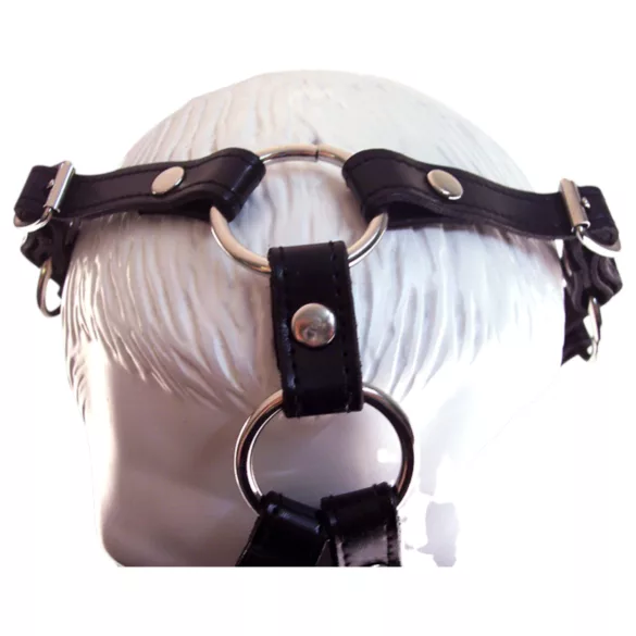 Rouge - maska i knebel - prawdziwa skóra - czarny