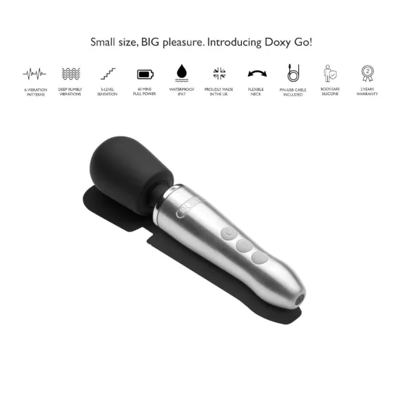 Doxy Go - masażer wibracyjny - srebrny