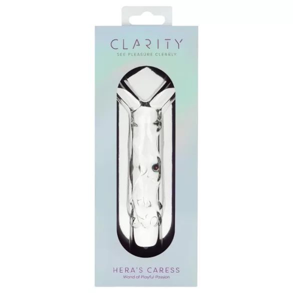 Clarity - dildo szklane - uchwyt w kształcie serca - przezroczysty