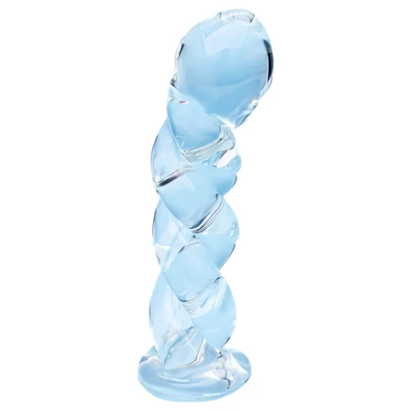 Clarity - szklany dildo z plecionym wzorem - przezroczysty