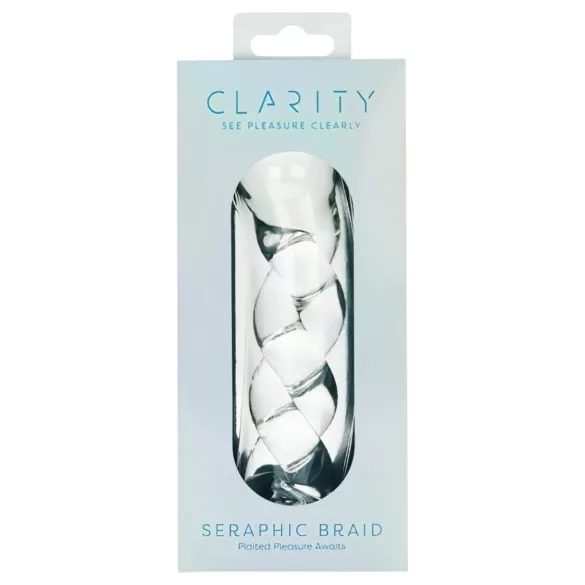 Clarity - szklany dildo z plecionym wzorem - przezroczysty