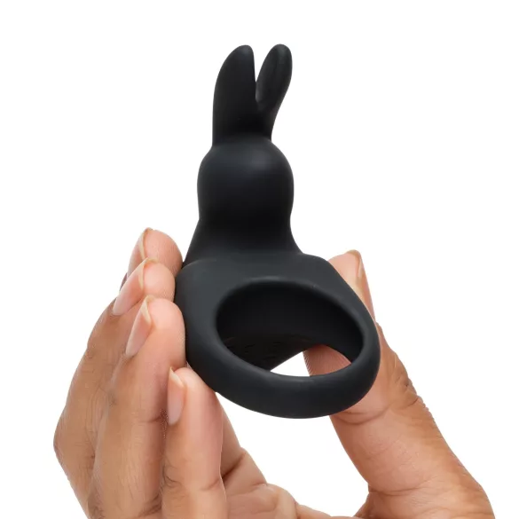 Happyrabbit - pierścień na penisa wibrujący akumulatorowy - czarny