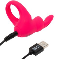   Happyrabbit Cock - wibrujący pierścień na penisa na baterie (różowy)