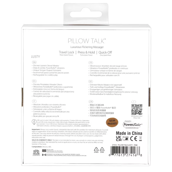 Pillow Talk Lusty - wibrator łechtaczkowy z akumulatorem, z języczkiem (biało-różowy)